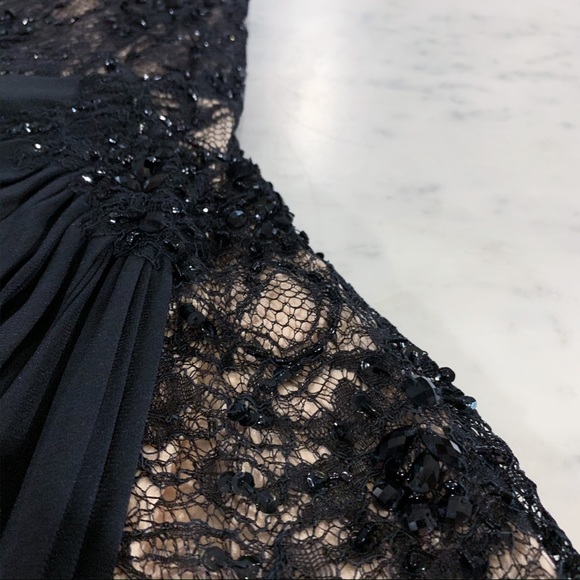 Black Lace Over Nude Evening Gown - Picture 7 of 8